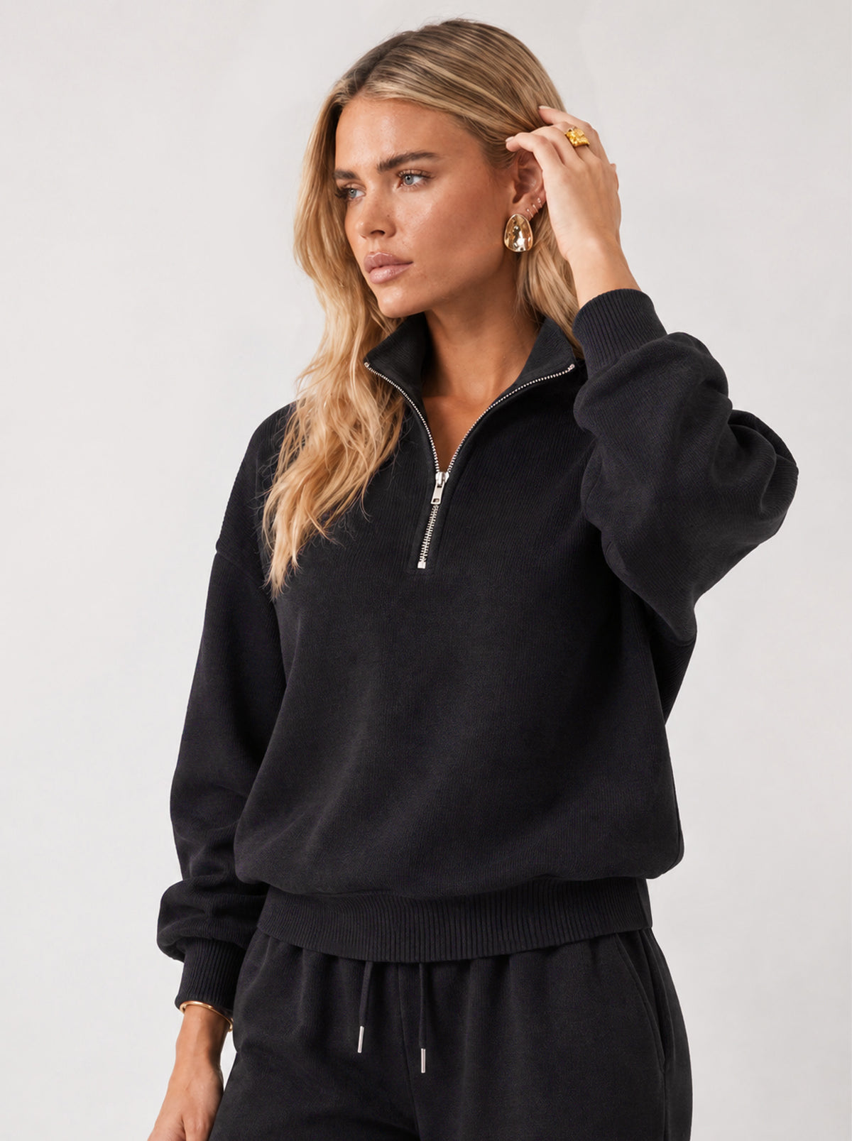 Levani Funnel-Neck Quarter-Zip Top